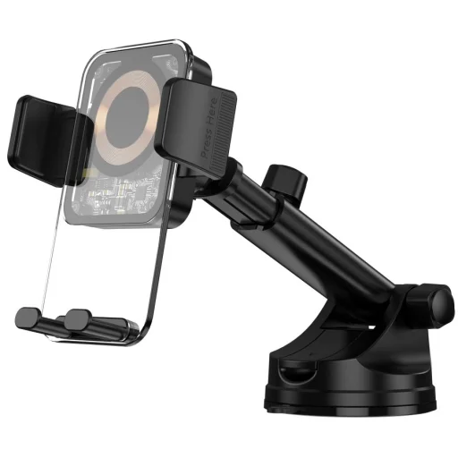 JELLICO autós telefontartó vezeték nélküli töltéssel W15 15W Fekete szélvédőre, műszerfalra - 1