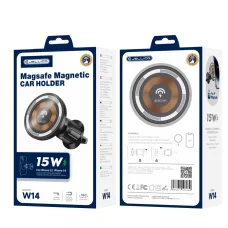 JELLICO autós telefontartó vezeték nélküli töltéssel Magsafe W14 15W fekete