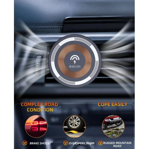 JELLICO autós telefontartó vezeték nélküli töltéssel Magsafe W14 15W fekete - 4