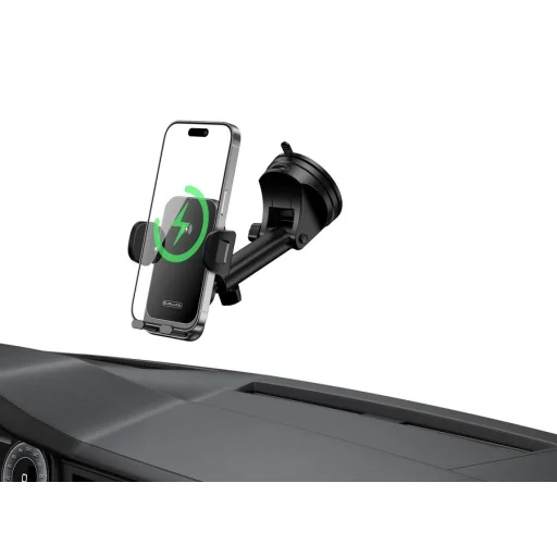 JELLICO autós telefontartó vezeték nélküli töltéssel W20 15W Fekete - 7