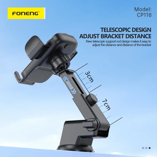 FONENG autós telefontartó vezeték nélküli töltéssel CP118 15W Fekete - 3