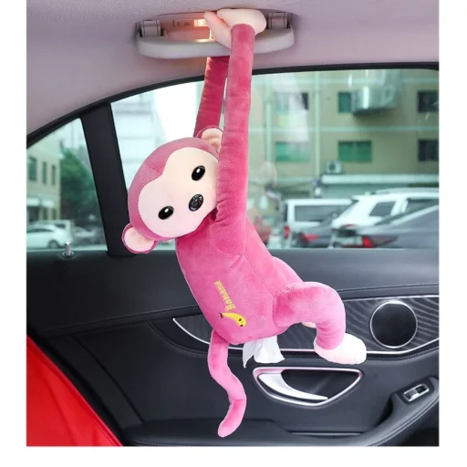 Majom formájú papírzsebkendő tartó rózsaszín - 4