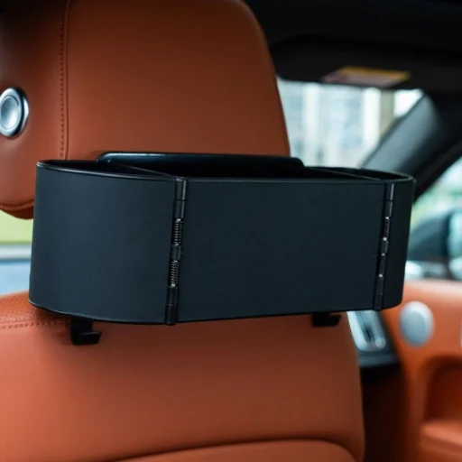 Első ülés hátlapjára szerelhető tárolódoboz fekete - 7