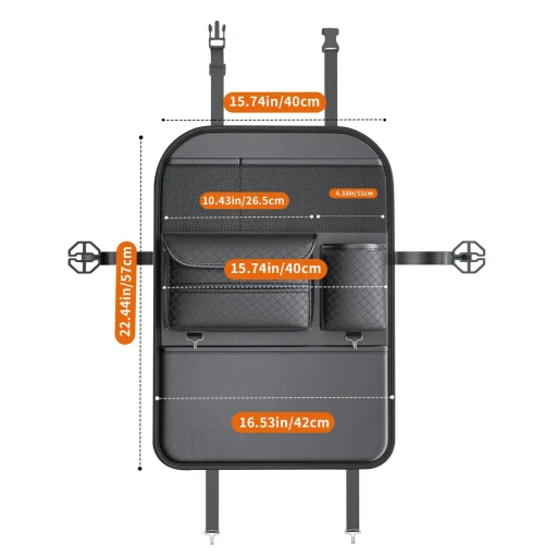 Első ülésekhez való autós szervező rekeszekkel D03 fekete - 2