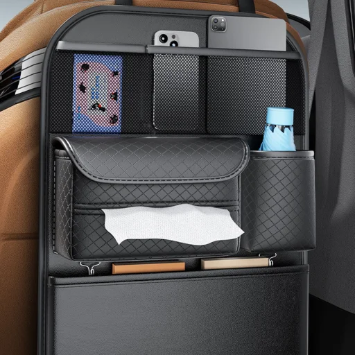 Első ülésekhez való autós szervező rekeszekkel D03 fekete - 5