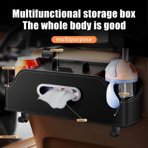 Autós rendszerező első ülésekhez rekeszekkel SN-517 fekete - 3