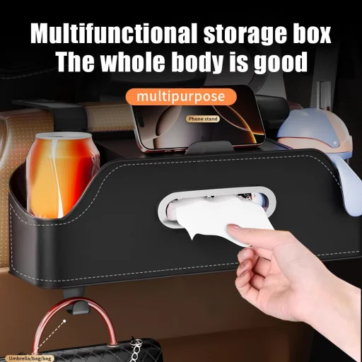 Autós rendszerező első ülésekhez rekeszekkel SN-517 fekete - 4