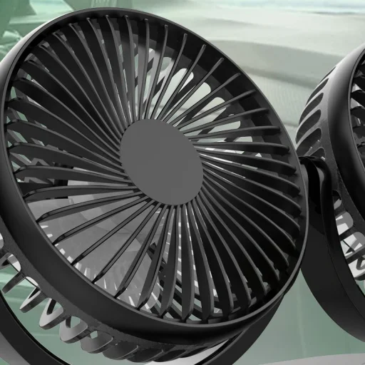 Kétfejű USB-ről működő autóventilátor fekete - 4