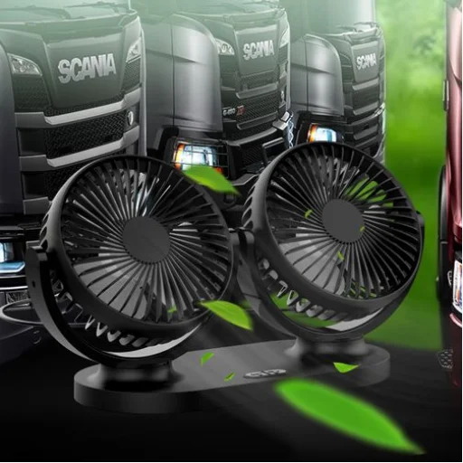 Kétfejű USB-ről működő autóventilátor fekete - 5