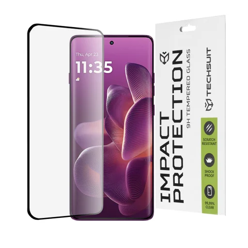  Techsuit - 111D Teljes Fedésű / Teljes Ragasztású Üveg - Motorola Edge 60 Pro - Fekete üvegfólia - 1