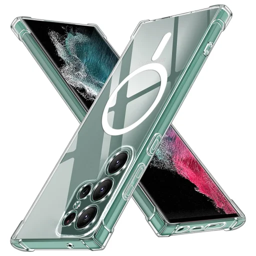  Techsuit - Ütésálló Átlátszó Szilikon MagSafe - Samsung Galaxy S22 Ultra 5G - Átlátszó tok - 1