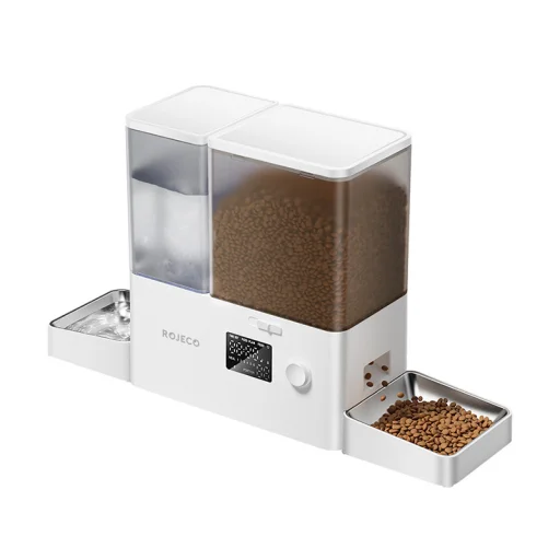 Rojeco 2 az 1-ben Kisállat Vízszökőkút 3.5L és Etető 5L Gombos Verzió (fehér) - 1
