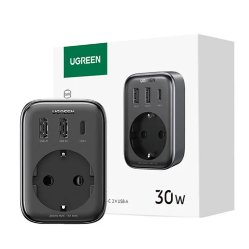 UGREEN Extender 90613 Hálózati töltő, 2x USB, USB-C, 30W (szürke) - 2
