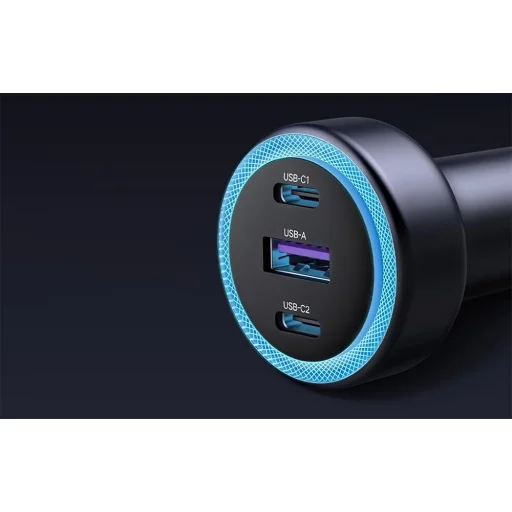 Autós töltő UGREEN, EC307, USB + 2X USB-C, 30W (fekete) - 3
