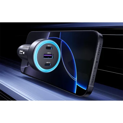 Autós töltő UGREEN, EC307, USB + 2X USB-C, 30W (fekete) - 2