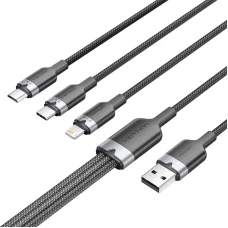 USB 2.0 A dugó - 3 az 1-ben USB-C & Lightning & Micro-B dugó Vention 3A CTPBG 1,5 m