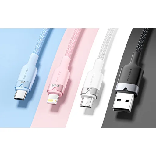 USB 2.0 A dugó - 3 az 1-ben USB-C & Lightning & Micro-B dugó Vention 3A CTPBG 1,5 m - 3