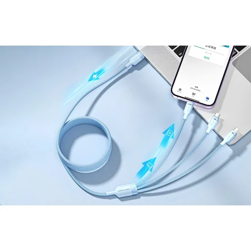 USB 2.0 A dugó - 3 az 1-ben USB-C & Lightning & Micro-B dugó Vention 3A CTPBG 1,5 m - 4