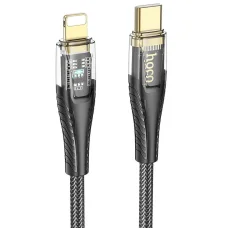 HOCO Type-C USB kábel Lightning PD 27W U121 1,2 m fekete átlátszó
