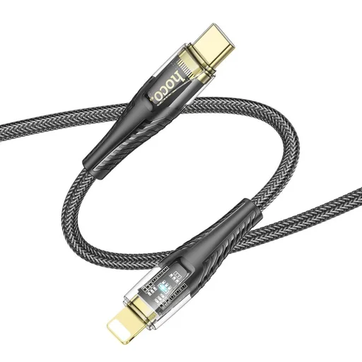 HOCO Type-C USB kábel Lightning PD 27W U121 1,2 m fekete átlátszó - 6