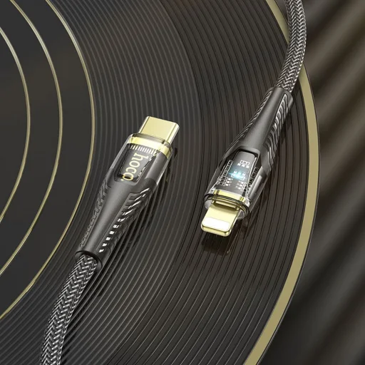 HOCO Type-C USB kábel Lightning PD 27W U121 1,2 m fekete átlátszó - 8