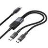 Kábel 2 az 1-ben USB C - USB C / USB C Hoco 5A 100W 1,2 m U139 fekete