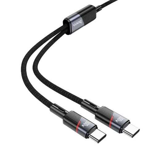 Kábel 2 az 1-ben USB C - USB C / USB C Hoco 5A 100W 1,2 m U139 fekete - 1