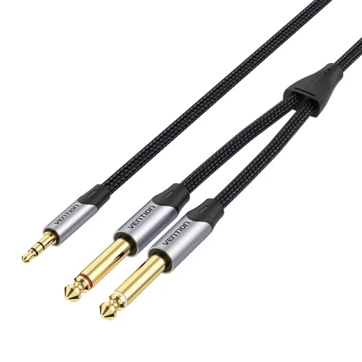 3,5 mm-es férfi - 2x 6,35 mm-es férfi audiokábel Vention BARHL 10m - 3