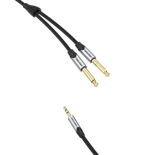 3,5 mm-es férfi - 2x 6,35 mm-es férfi audiokábel Vention BARHL 10m - 4