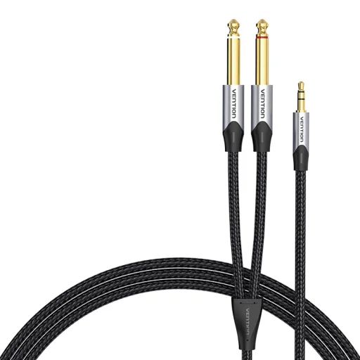 3,5 mm-es férfi - 2x 6,35 mm-es férfi audiokábel Vention BARHL 10m - 1