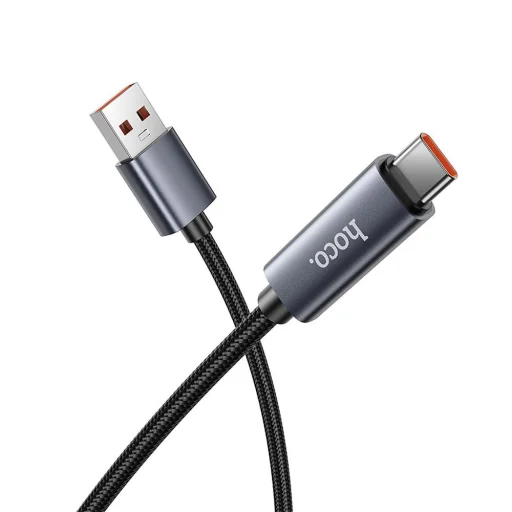 USB A - USB C kábel Hoco 5A kijelzővel 1 m fekete - 2