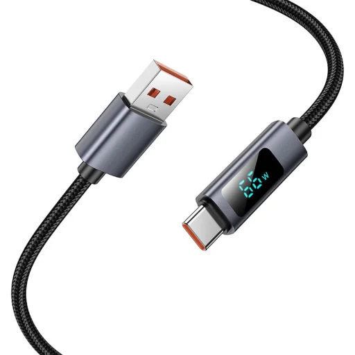 USB A - USB C kábel Hoco 5A kijelzővel 1 m fekete - 3