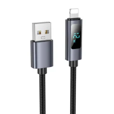 Hoco 2,4A kijelzős USB-A - Lightning kábel 1 m fekete