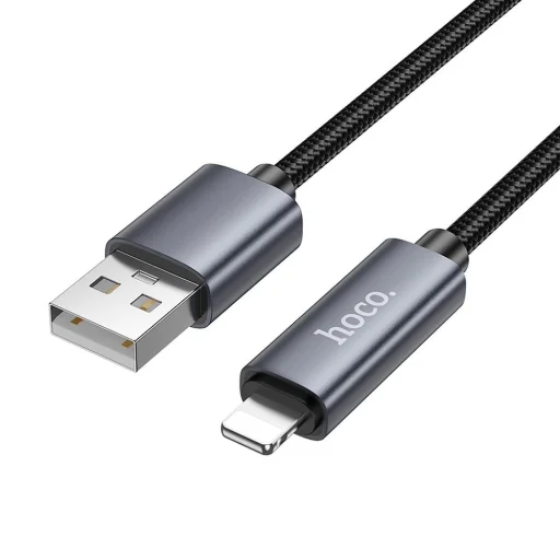 Hoco 2,4A kijelzős USB-A - Lightning kábel 1 m fekete - 3
