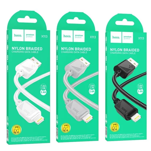 HOCO kábel USB A - Lightning 2,4A X113 1 m fekete - 5