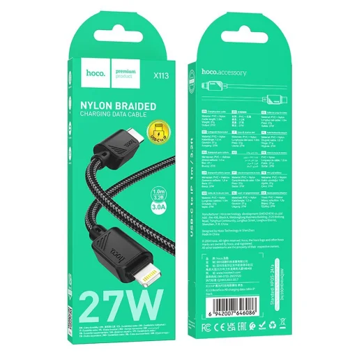 HOCO kábel Type C - Lightning PD 27W X113 1 m fekete - 5