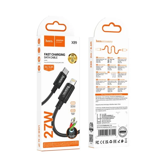 Hoco PD 27W 2 m X89 fekete kábel - 8