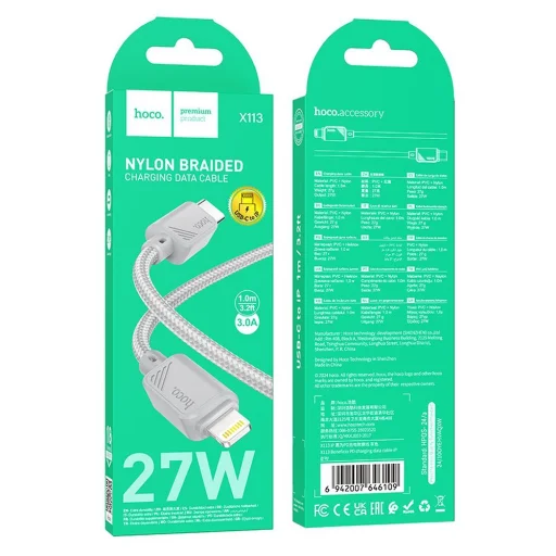 HOCO kábel USB-C - Lightning PD 27W X113 1 m szürke - 4