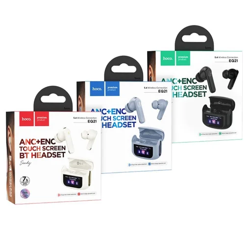 HOCO vezeték nélküli fülhallgató bluetooth érintőkijelzővel TWS ANC + ENC EQ21 felhős fehér - 5