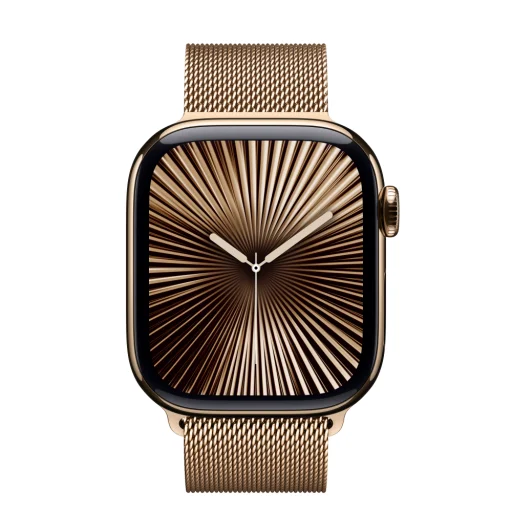 Apple Watch S10 Cellular 42mm Gold Titanium Case with Gold Milanese Loop - 2