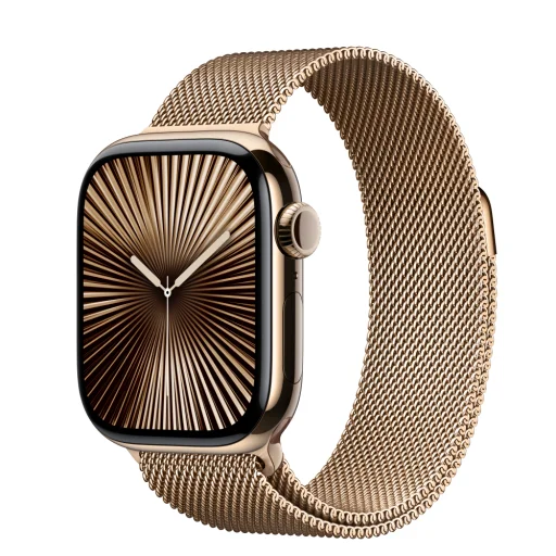 Apple Watch S10 Cellular 42mm Gold Titanium Case with Gold Milanese Loop - 1