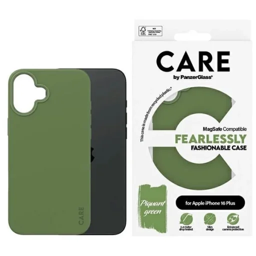  iPhone 16 Plus 6.7" CARE by PanzerGlass Fashion Case zöld/zöld MagSafe tok 1387 - 1