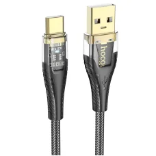 Hoco USB A - USB C kábel 2,4A 1,2 m fekete átlátszó