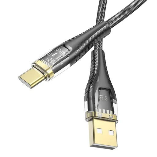 Hoco USB A - USB C kábel 2,4A 1,2 m fekete átlátszó - 5