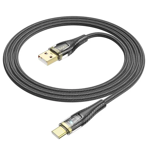 Hoco USB A - USB C kábel 2,4A 1,2 m fekete átlátszó - 7