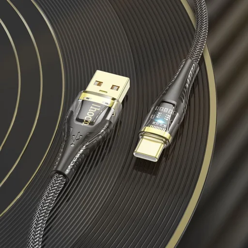 Hoco USB A - USB C kábel 2,4A 1,2 m fekete átlátszó - 9