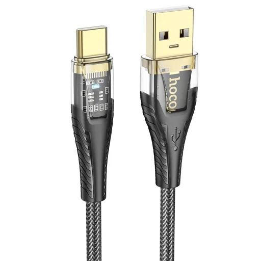 Hoco USB A - USB C kábel 2,4A 1,2 m fekete átlátszó - 1