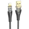 USB A Lightning kábel Hoco 2,4A 1,2 m U121 fekete átlátszó thumbnail