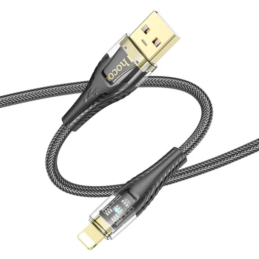 USB A Lightning kábel Hoco 2,4A 1,2 m U121 fekete átlátszó - 4