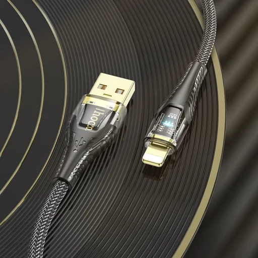 USB A Lightning kábel Hoco 2,4A 1,2 m U121 fekete átlátszó - 9